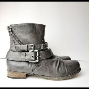 Carlos Santana Moto Boots Vegan Leather Grey 8